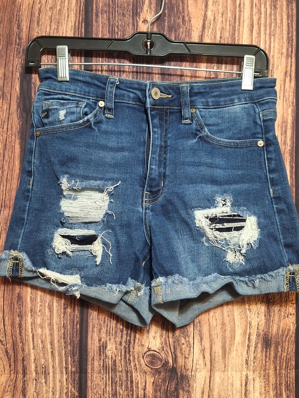 KanCan Distressed Dark Blue Denim Shorts Womens Size 25.